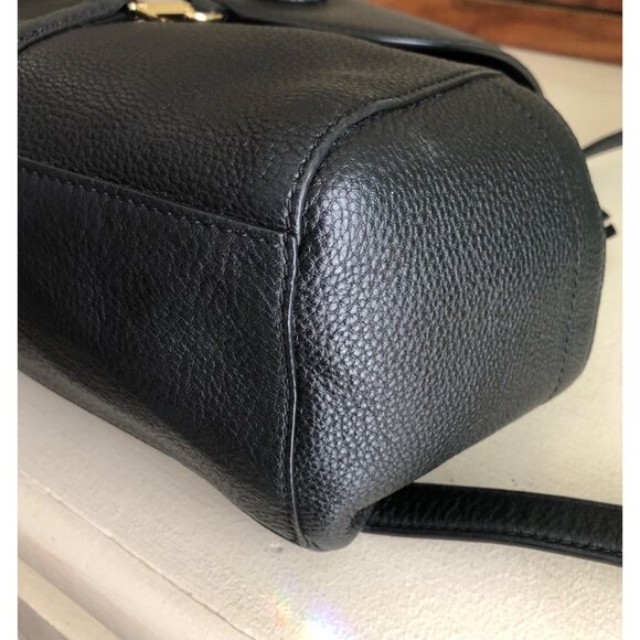 **SOLD**TORY BURCH Whipstitch Leather Logo Black Backpack - Picture 8 of 13